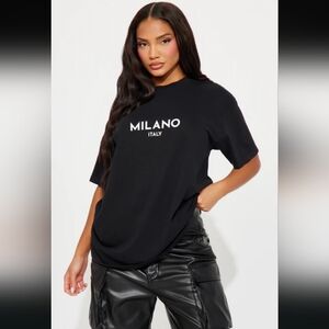 Shein-" Milano Italy "-Graphic Tee (Black 🖤)-2XL
